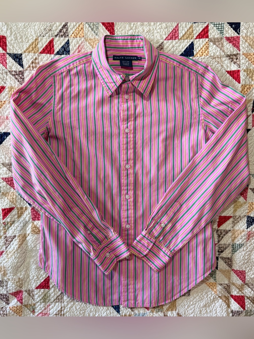 Ralph Lauren Pink Multi-Stripe Button-Down Shirt